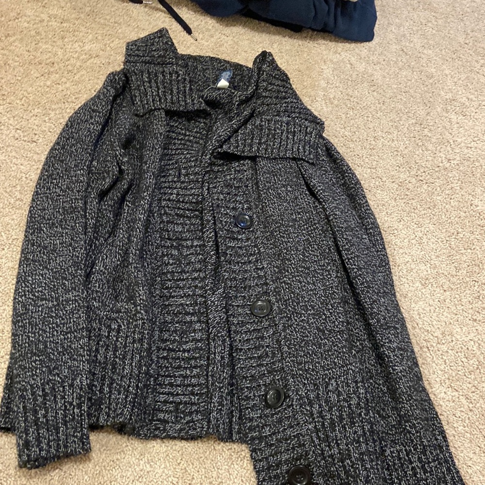 Button up marbled black/ white cardigan with collar size XL. Karen Scott brand
